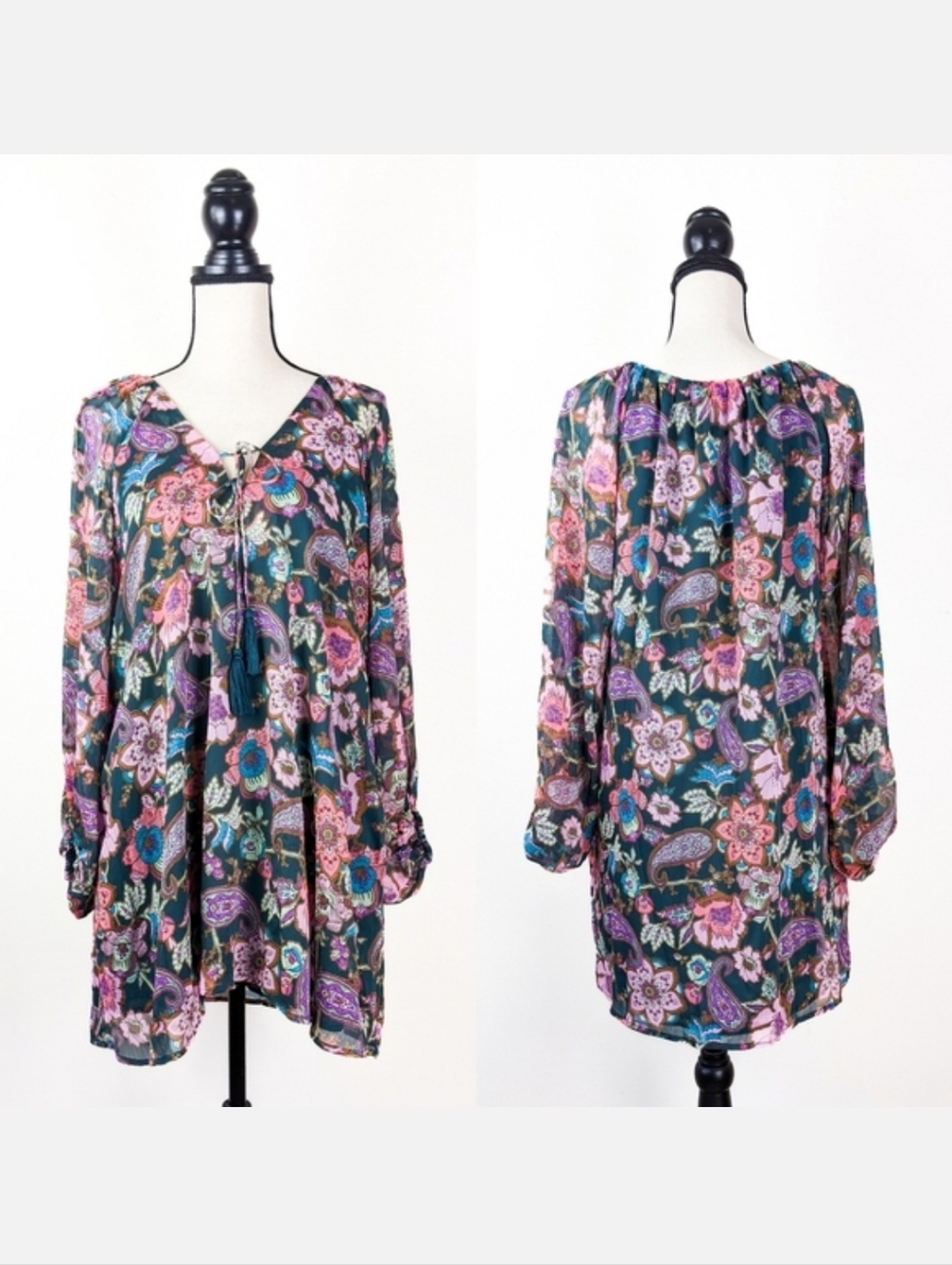 🦋LAST🦋 NWT Storia Paisley Floral Retro Shift Dress, Size Large